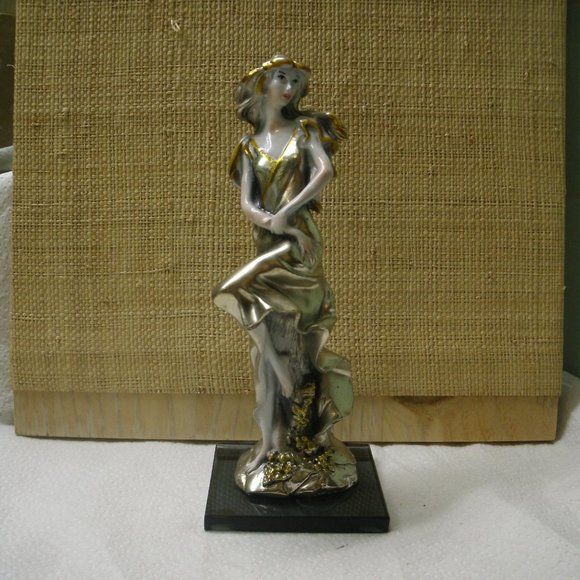 Vintage Silver Coated Art Nouveau Woman Figurine